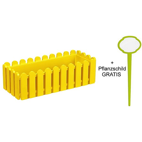 EMSA Landhauskasten 50 cm gelb plus Landhaus-Pflanzschild