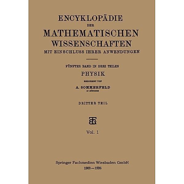 Encyklopädie der Mathematischen Wissenschaften mit Einschluss ihrer Anwendungen, A. Sommerfeld