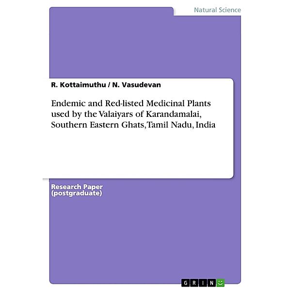 Endemic and Red-listed Medicinal Plants used by the Valaiyars of Karandamalai, Southern Eastern Ghats, Tamil Nadu, India, R. Kottaimuthu, N. Vasudevan