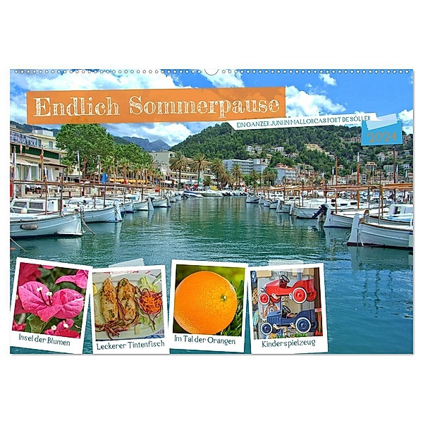 Endlich Sommerpause - Ein ganzer Juni in Mallorcas Port de Sóller (Wandkalender 2024 DIN A2 quer), CALVENDO Monatskalender, Holger Felix