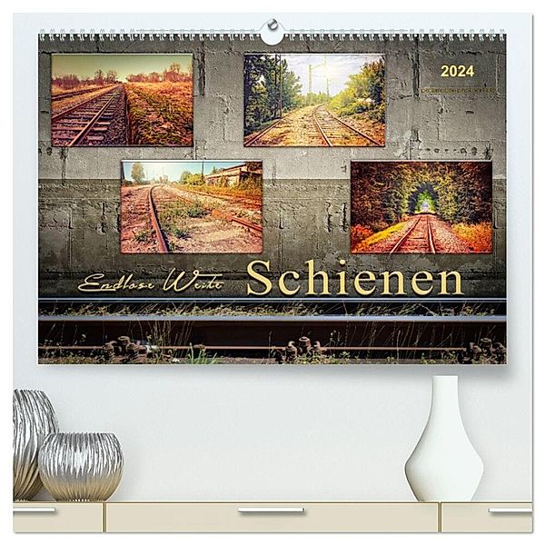 Endlose Weite - Schienen (hochwertiger Premium Wandkalender 2024 DIN A2 quer), Kunstdruck in Hochglanz, Peter Roder