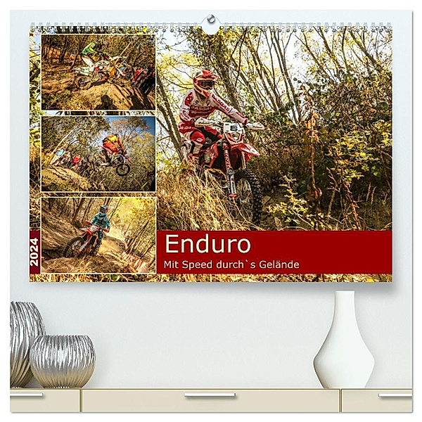 Enduro Mit Speed durch`s Gelände (hochwertiger Premium Wandkalender 2024 DIN A2 quer), Kunstdruck in Hochglanz, Calvendo