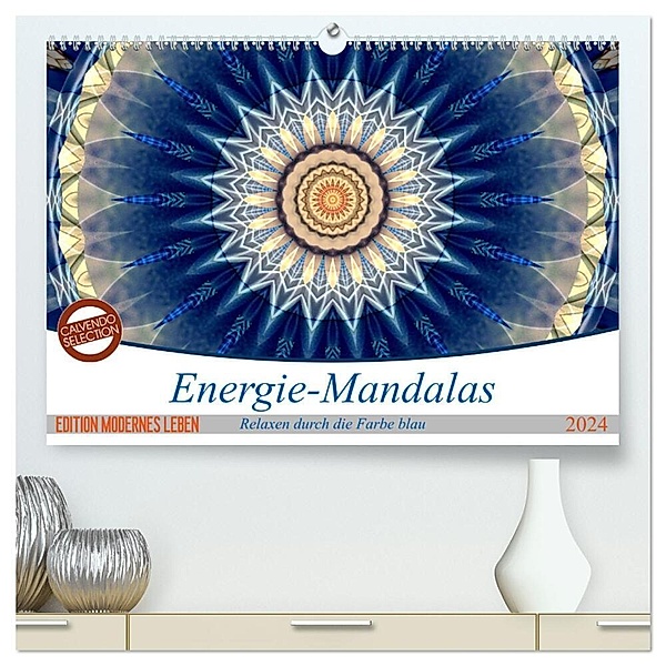 Energie-Mandalas in blau (hochwertiger Premium Wandkalender 2024 DIN A2 quer), Kunstdruck in Hochglanz, Christine Bässler