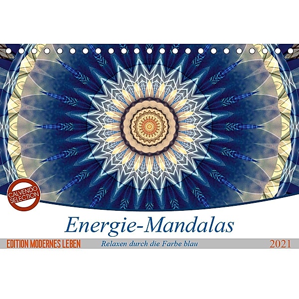 Energie-Mandalas in blau (Tischkalender 2021 DIN A5 quer), Christine Bässler