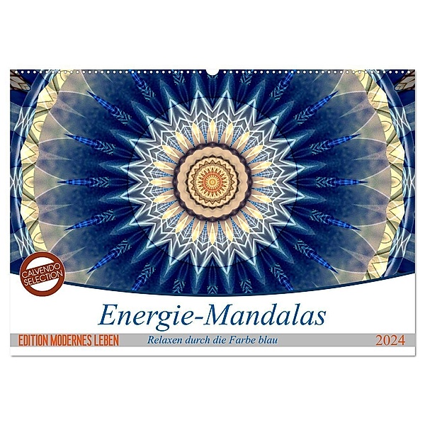 Energie-Mandalas in blau (Wandkalender 2024 DIN A2 quer), CALVENDO Monatskalender, Christine Bässler