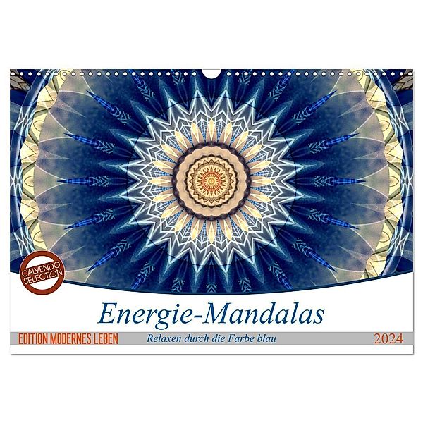 Energie-Mandalas in blau (Wandkalender 2024 DIN A3 quer), CALVENDO Monatskalender, Christine Bässler