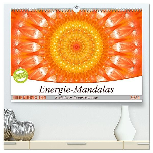 Energie - Mandalas in orange (hochwertiger Premium Wandkalender 2024 DIN A2 quer), Kunstdruck in Hochglanz, Christine Bässler