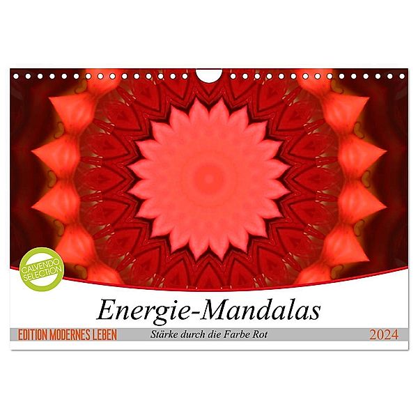 Energie-Mandalas Stärke durch die Farbe Rot (Wandkalender 2024 DIN A4 quer), CALVENDO Monatskalender, Christine Bässler