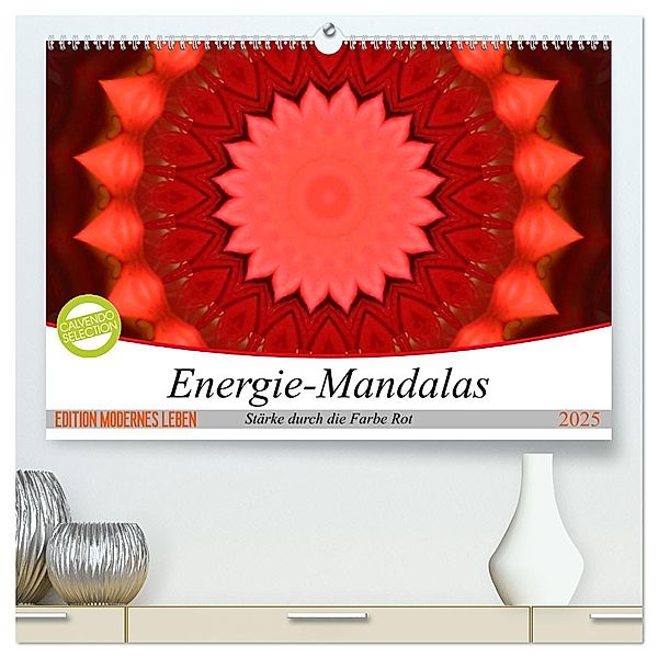 Energie-Mandalas Stärke durch die Farbe Rot (hochwertiger Premium Wandkalender 2025 DIN A2 quer), Kunstdruck in Hochglanz, Calvendo, Christine Bässler