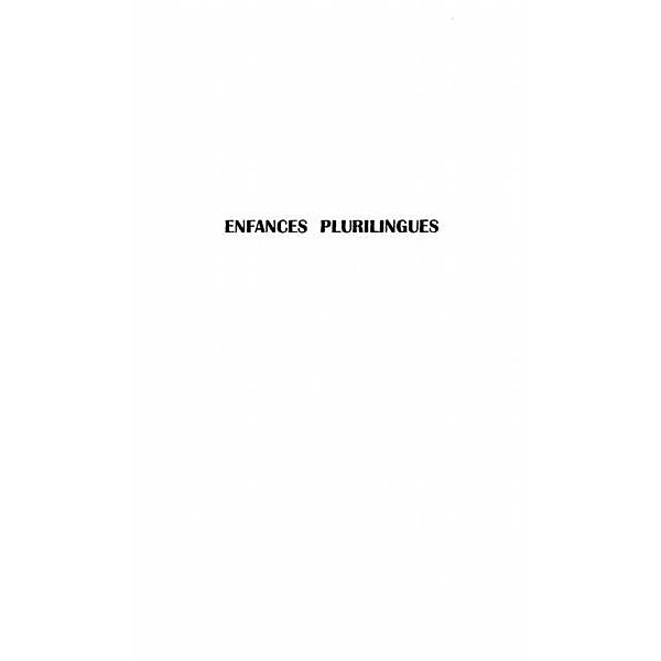 ENFANCES PLURILINGUES / Hors-collection, Gilbert Dalgalian