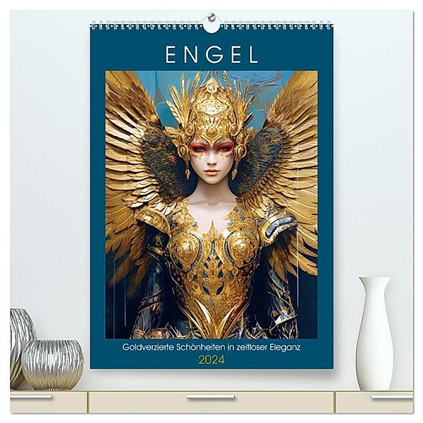 Engel. Goldverzierte Schönheiten in zeitloser Eleganz (hochwertiger Premium Wandkalender 2024 DIN A2 hoch), Kunstdruck in Hochglanz, Rose Hurley
