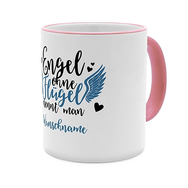 Engel - Personalisierter Kaffeebecher (Farbe: Rosa)