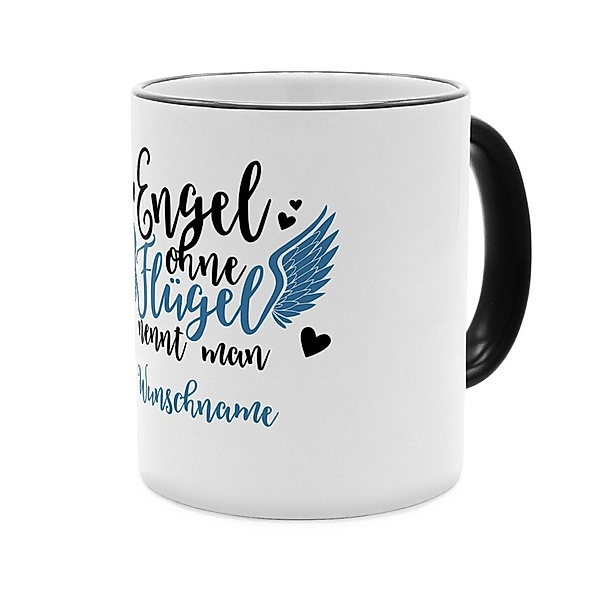 Engel - Personalisierter Kaffeebecher (Farbe: Schwarz)