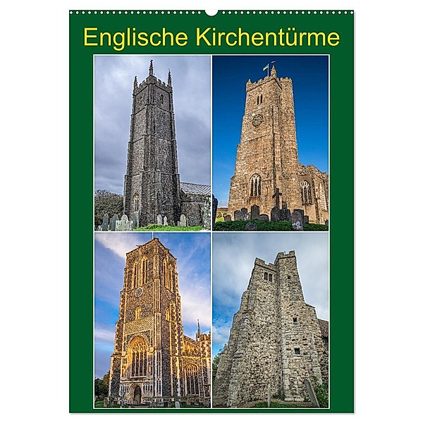 Englische Kirchentürme (Wandkalender 2024 DIN A2 hoch), CALVENDO Monatskalender, Calvendo, Giuseppe Di Domenico