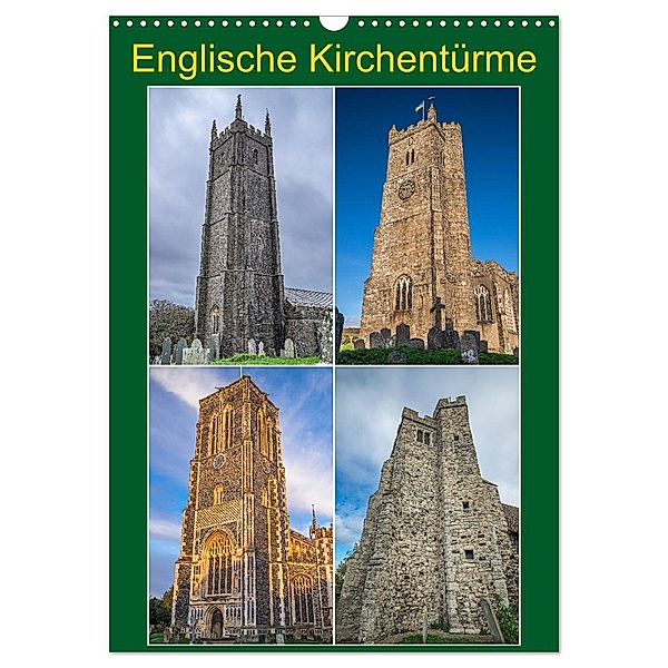 Englische Kirchentürme (Wandkalender 2024 DIN A3 hoch), CALVENDO Monatskalender, Calvendo, Giuseppe Di Domenico
