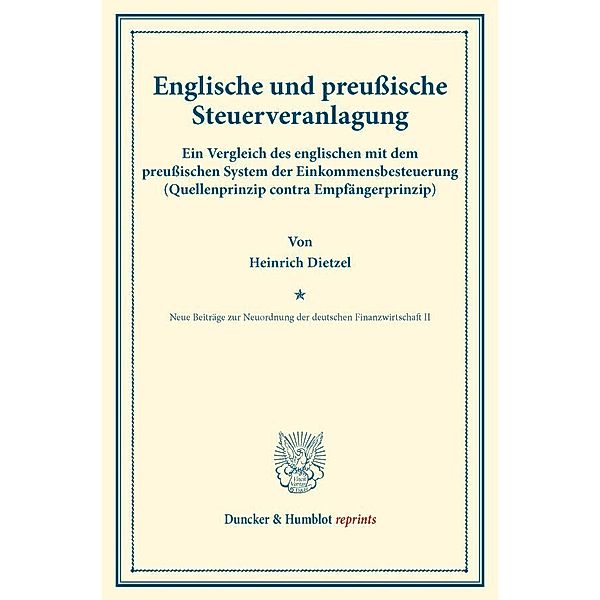 Englische und preußische Steuerveranlagung., Heinrich Dietzel