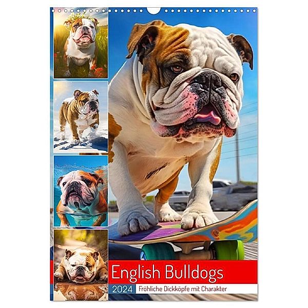 English Bulldogs. Fröhliche Dickköpfe mit Charakter (Wandkalender 2024 DIN A3 hoch), CALVENDO Monatskalender, Rose Hurley