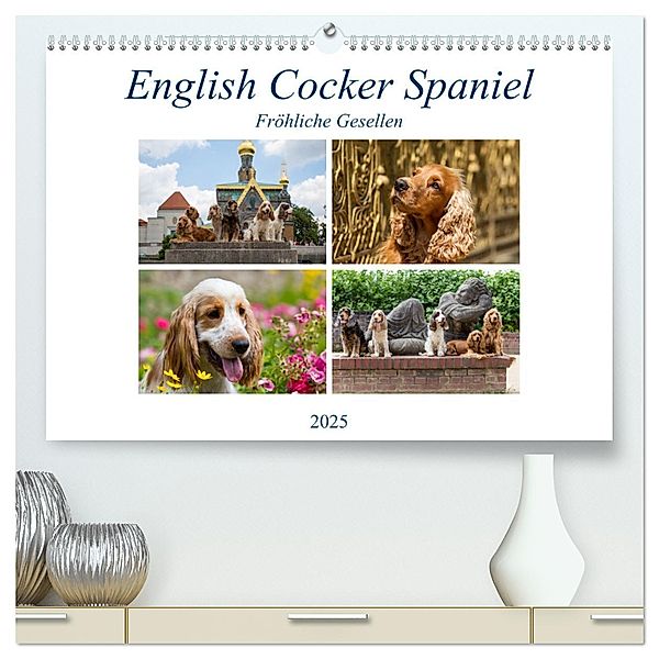 English Cocker Spaniel - Fröhliche Gesellen (hochwertiger Premium Wandkalender 2025 DIN A2 quer), Kunstdruck in Hochglanz, Calvendo, Fotodesign Verena Scholze