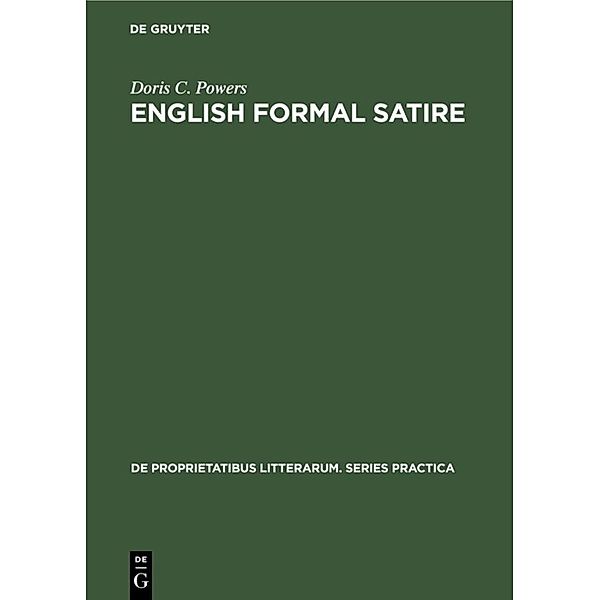 English formal satire, Doris C. Powers