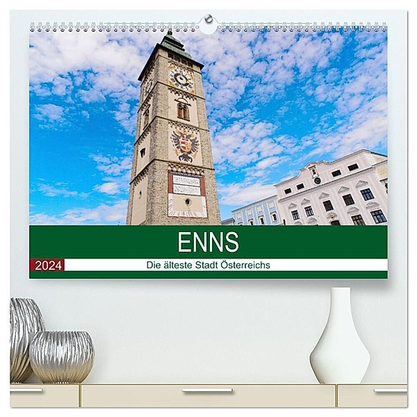 Enns, die älteste Stadt Österreichs (hochwertiger Premium Wandkalender 2024 DIN A2 quer), Kunstdruck in Hochglanz, Wolfgang Simlinger