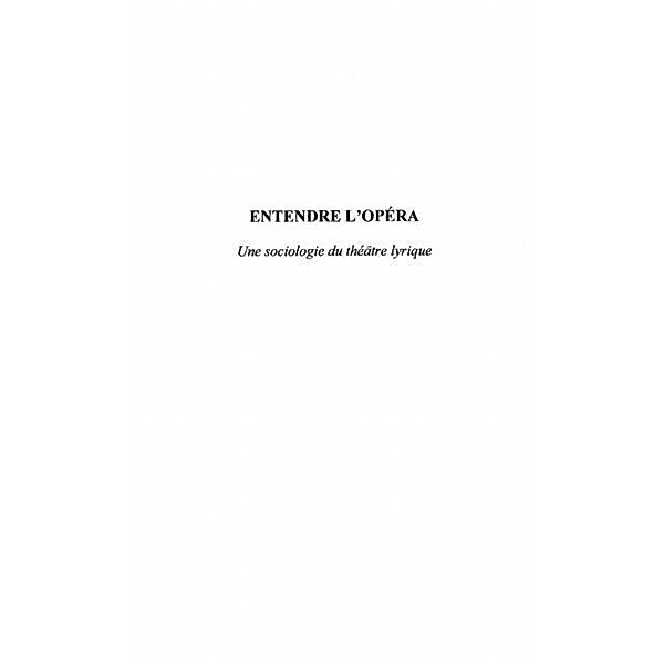 ENTENDRE L'OPERA / Hors-collection, Emmanuel Pedler