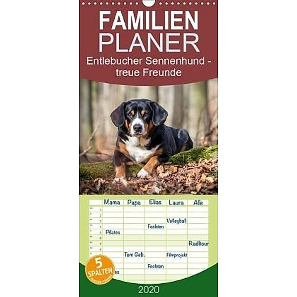 Entlebucher Sennenhund - treue Freunde - Familienplaner hoch (Wandkalender 2020 , 21 cm x 45 cm, hoch)