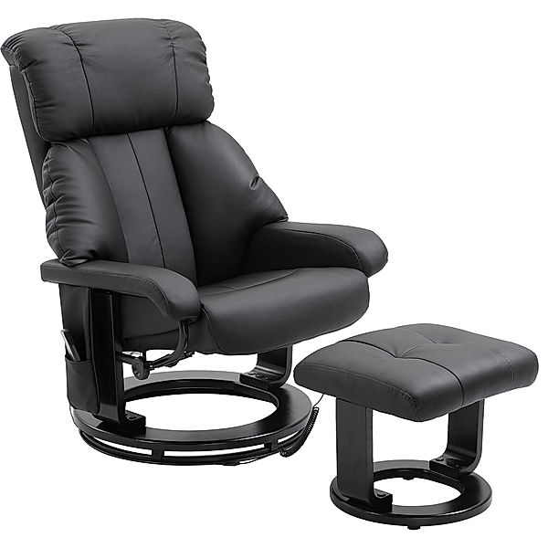Entspannungssessel mit Massagefunktion, inkl. Hocker (Farbe: schwarz)