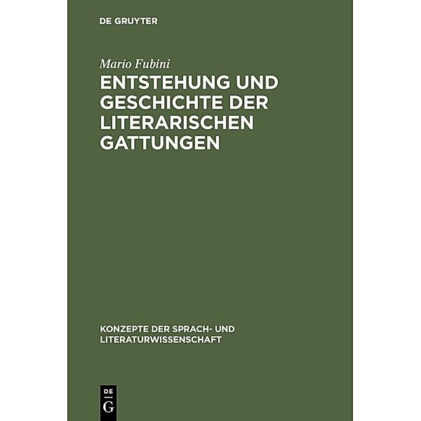 Entstehung und Geschichte der literarischen Gattungen, Mario Fubini