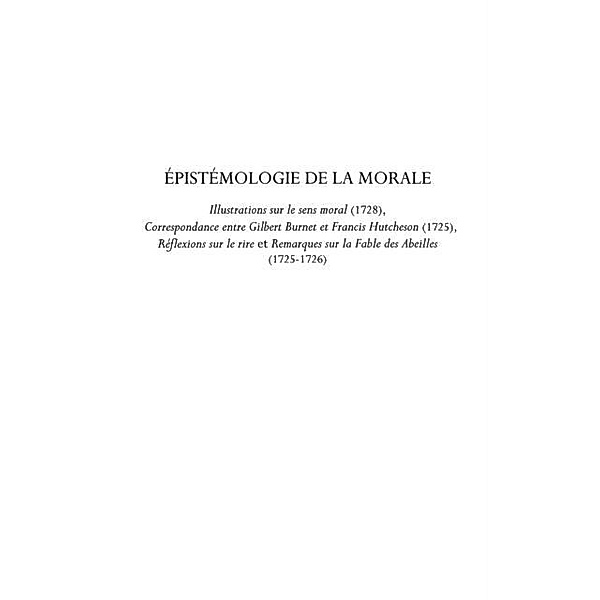 Epistemologie de la morale - illustrations sur le sens moral / Hors-collection, Myriam Kissel