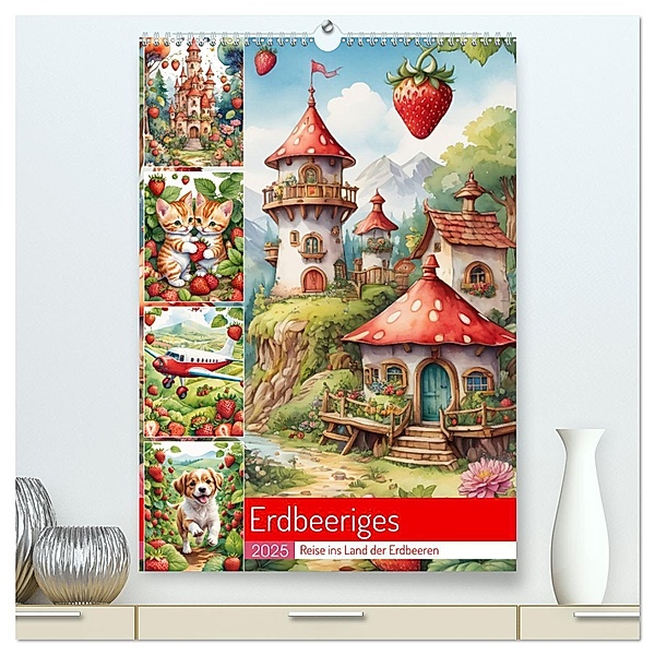 Erdbeeriges - Reise ins Land der Erdbeeren (hochwertiger Premium Wandkalender 2025 DIN A2 hoch), Kunstdruck in Hochglanz, Calvendo, Stanley Hinz