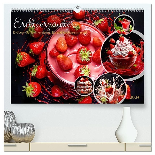 Erdbeerzauber - Erdbeer-Schlemmereien mit Eis und Kuchen en masse! (hochwertiger Premium Wandkalender 2024 DIN A2 quer), Kunstdruck in Hochglanz, Anja Frost