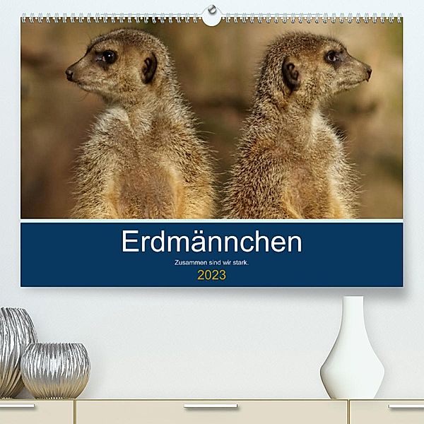 Erdmännchen - Zusammen sind wir stark (Premium, hochwertiger DIN A2 Wandkalender 2023, Kunstdruck in Hochglanz), Peter Hebgen