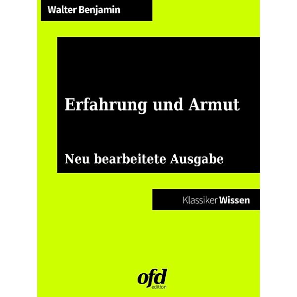 Erfahrung und Armut, Walter Benjamin