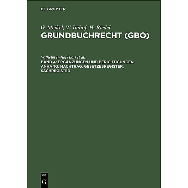 Ergänzungen und Berichtigungen, Anhang, Nachtrag, Gesetzesregister, Sachregister