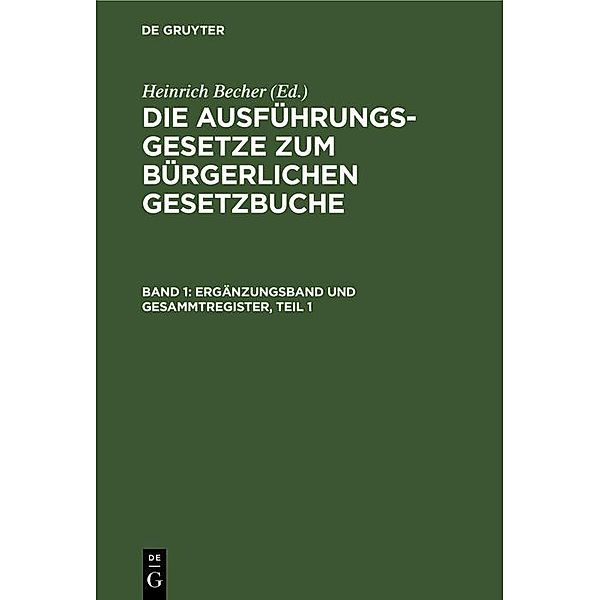 Ergänzungsband und Gesammtregister, Teil 1, H. Becher