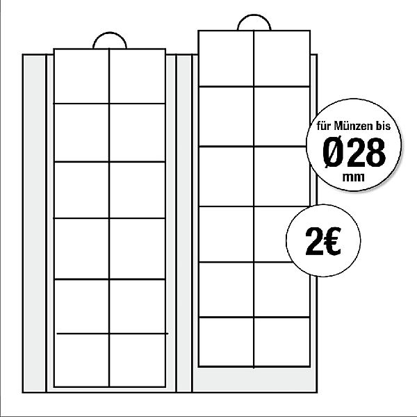 Ergänzungsblätter für alle Premium-Münzalben für Münzen bis Durchmesser 28 mm, 2er Pack