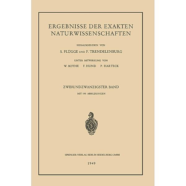 Ergebnisse der Exakten Naturwissenschaften / Springer Tracts in Modern Physics Bd.22, G. Höhler, Ferdinand Trendelenburg