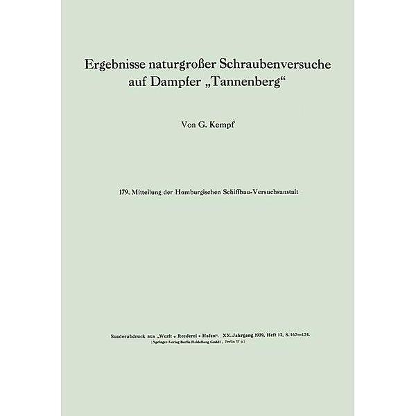 Ergebnisse naturgroßer Schraubenversuche auf Dampfer Tannenberg, Günther Kempf