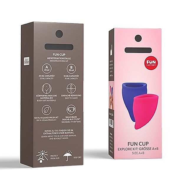 Ergonomische Menstruationstassen Fun Cup, 2er Set