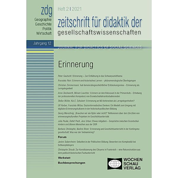 Erinnerung / zeitschrift für didaktik der gesellschaftswissenschaften