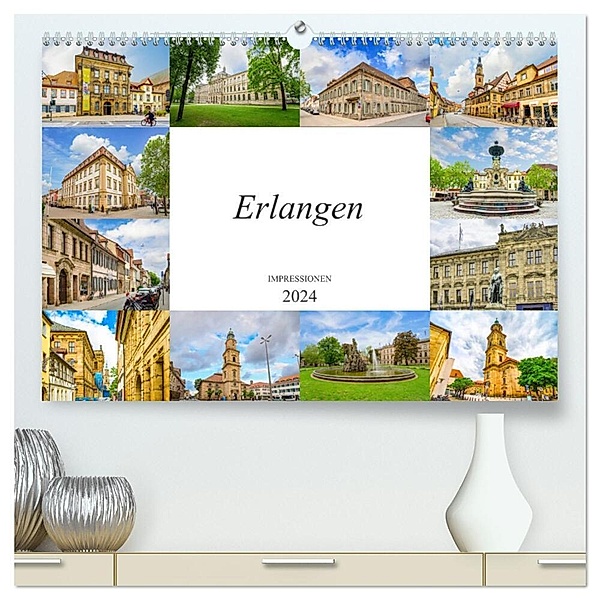 Erlangen Impressionen (hochwertiger Premium Wandkalender 2024 DIN A2 quer), Kunstdruck in Hochglanz, Dirk Meutzner
