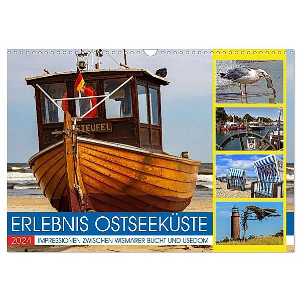 Erlebnis Ostseeküste - zwischen Wismarer Bucht und Usedom (Wandkalender 2024 DIN A3 quer), CALVENDO Monatskalender, Holger Felix