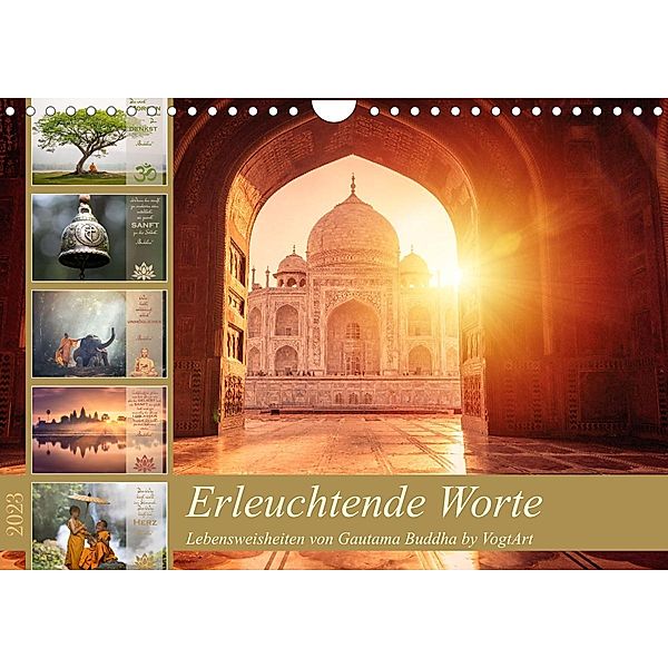 Erleuchtende Worte, Lebensweisheiten von Gautama Buddha by VogtArt (Wandkalender 2023 DIN A4 quer), VogtArt