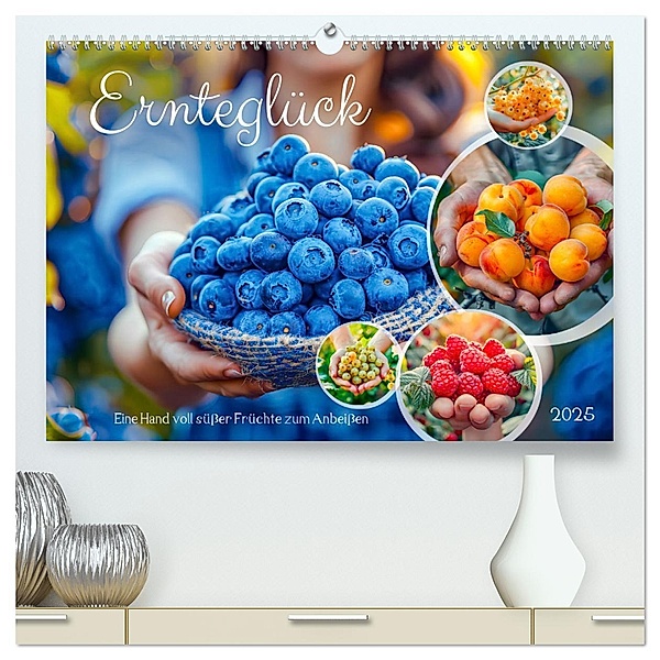 Ernteglück - Eine handvoll süßer Früchte zum Anbeißen (hochwertiger Premium Wandkalender 2025 DIN A2 quer), Kunstdruck in Hochglanz, Calvendo, Anja Frost