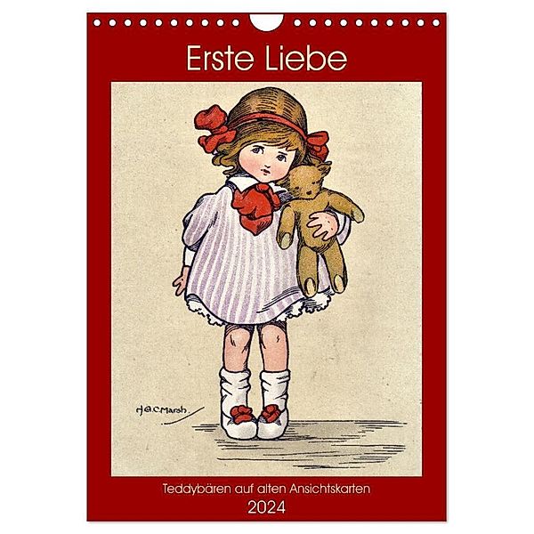Erste Liebe - Teddybären auf alten Ansichtskarten (Wandkalender 2024 DIN A4 hoch), CALVENDO Monatskalender, Henning von Löwis of Menar
