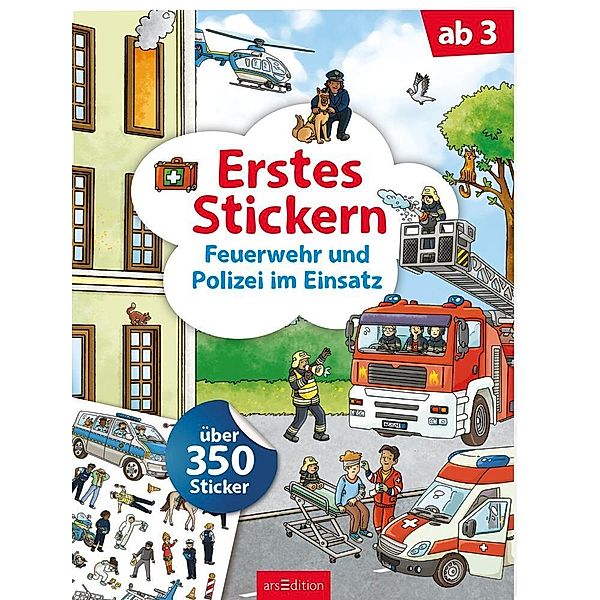 Erstes Stickern - Feuerwehr und Polizei im Einsatz