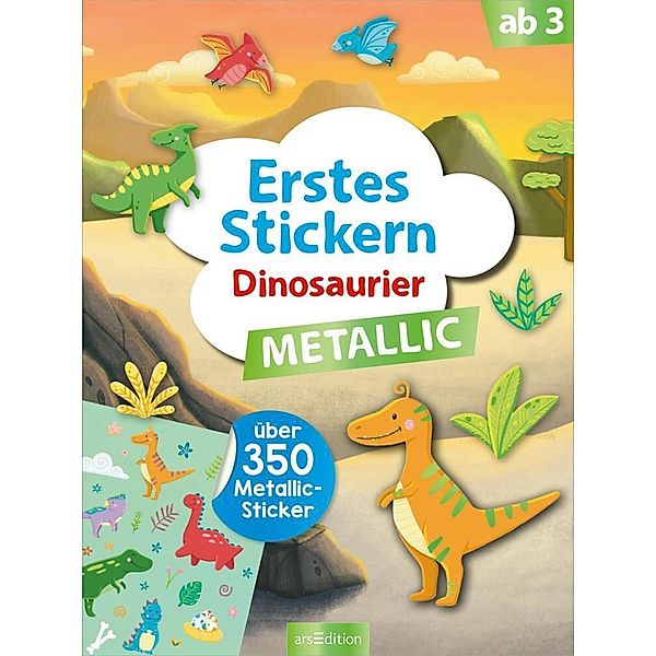 Erstes Stickern Metallic - Dinosaurier