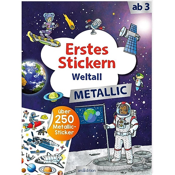 Erstes Stickern Metallic - Weltall