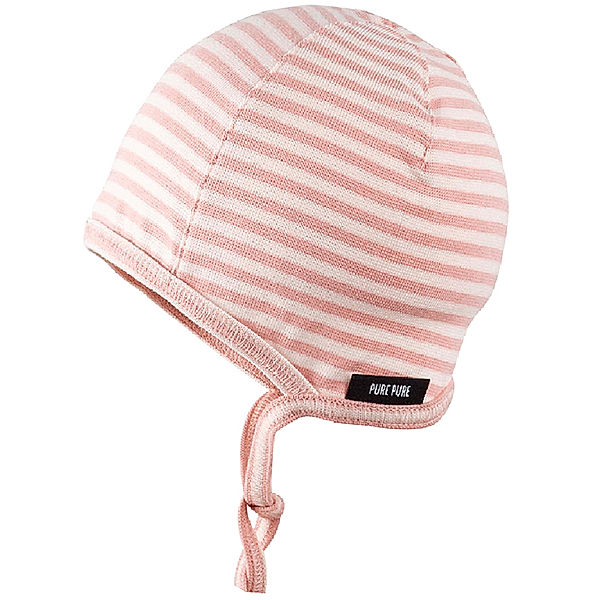 PURE PURE BY BAUER Erstlings-Mütze BABY STRIPE in peach rose