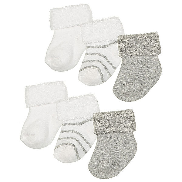 ewers Erstlings-Socken SOFT FROTTEE 6r-Pack in hellgrau/weiss